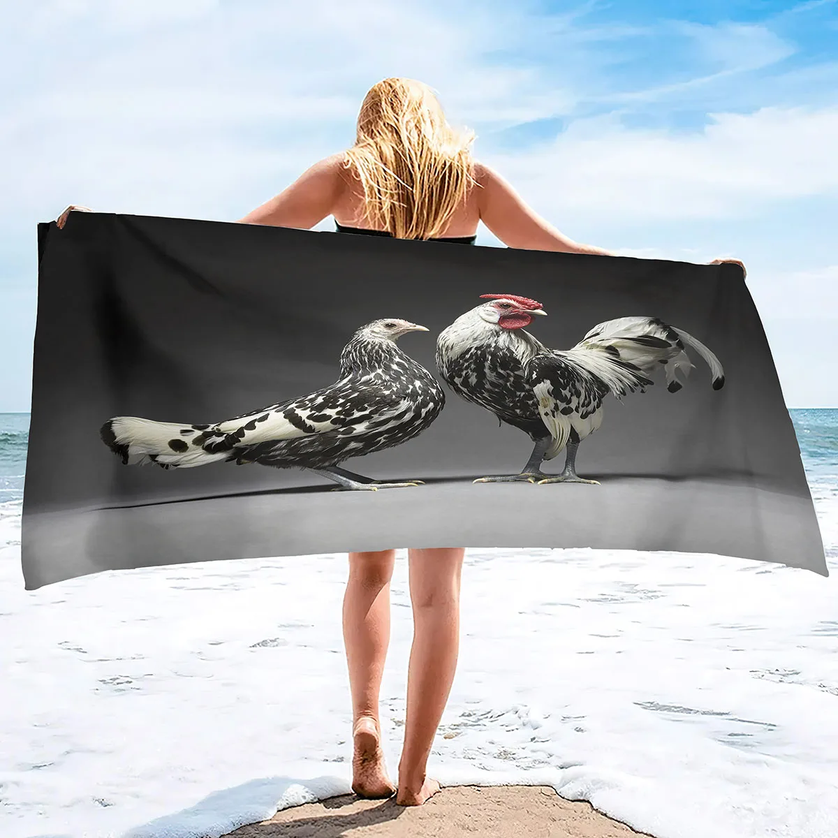 

Chicken Print Thick Beach Towel Microfiber Soft Fluffy Pool Swim Towel Lightweight Sandless Compact Home Textile Bath Spa Towel