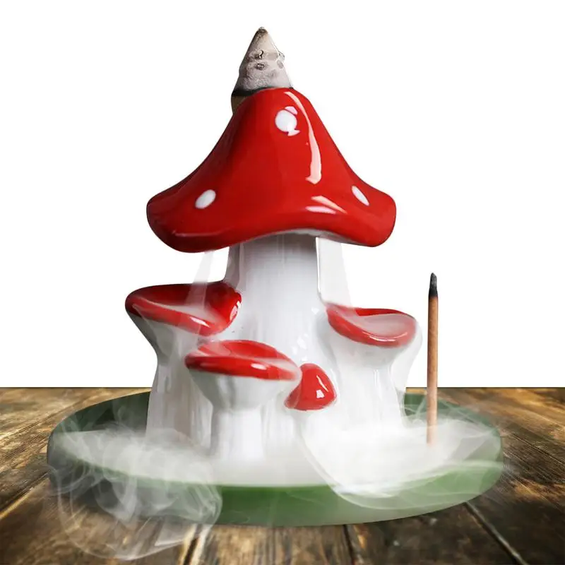 

Mushroom Backflow Incense Burner Handmade Incense Stick Burner Backflow Incense Burner Home Decoration With 20 Colored Incense