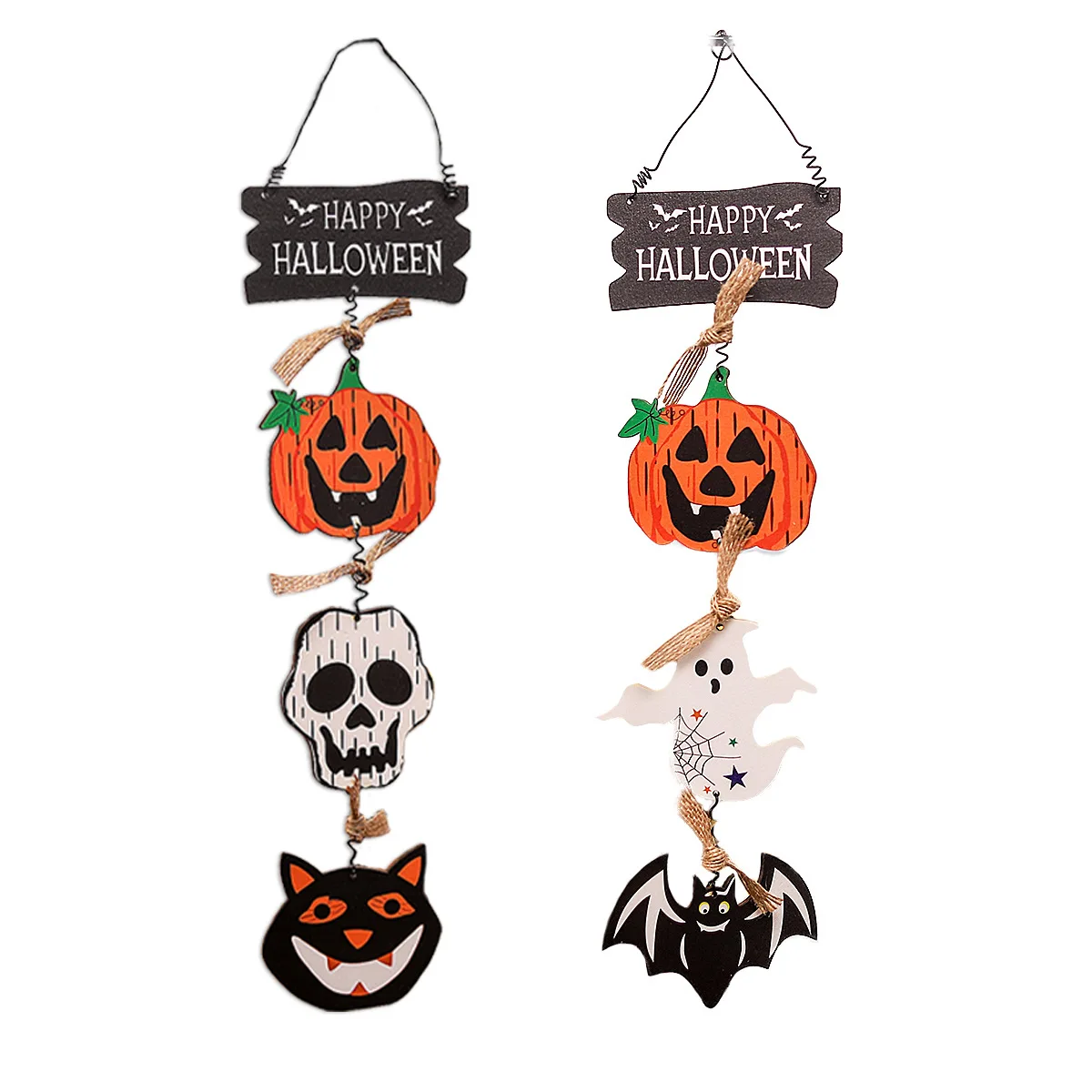 

Halloween Decoration Wooden Sign Door Hanging Pumpkin Ghost Bat Skull Hanging Creative Pendants Happy Halloween Party Supplies