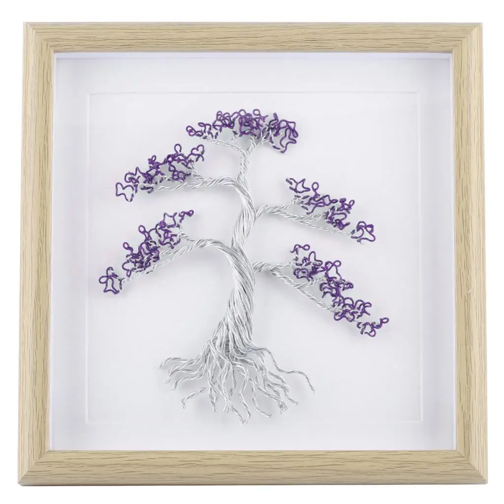Nordic Ornaments Aluminum Wire Tree Of Life Framed Wall Art Decor Square Frame Panel Decoration For Home & Office 8.8 Inches