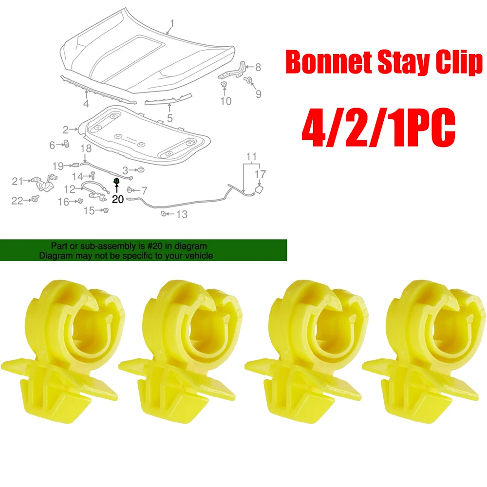 

4/2PC Hood Strut Prop Rod Stopper Retainer For Opel Vauxhall Chevrolet Bonnet Cable Stay Clip Fixing Clamp Holder Rivet Fastener