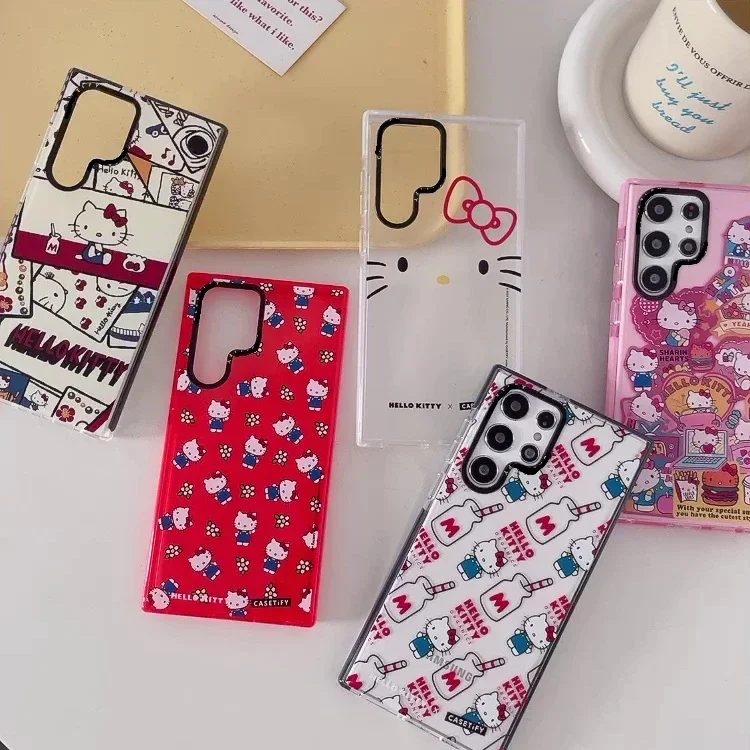 

Cartoon Hello Kitty Suitable for Samsung S23 Phone Case S22 Ultra Soft Case S21 Cute S20 Fall Protection Case