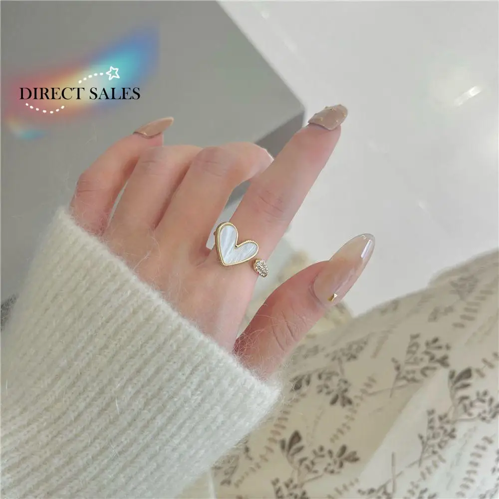 

Trendy Golden Heart Rings For Women Minimalist Dripping Oil Open Rings Girls Party Finger Buckle Female Jewelry Accessories