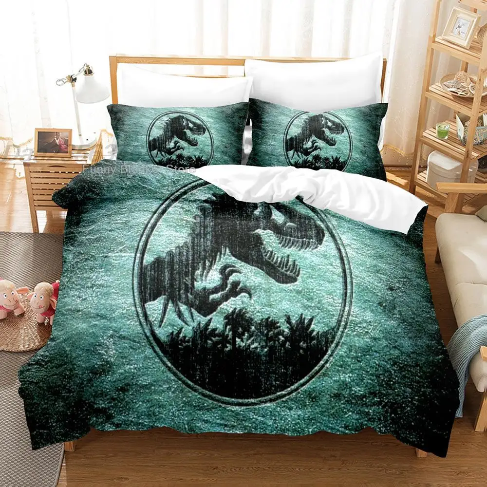 

Jurassic Park Bedding Set Single Twin Full Queen King Size Bed Set Aldult Kid Bedroom Duvetcover Sets 3D Dinosaur Anime Kawaii