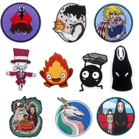 japanese anime embroidery patch iron on clothes ghost princess fire elf totoro faceless male back adhesive patch for kids