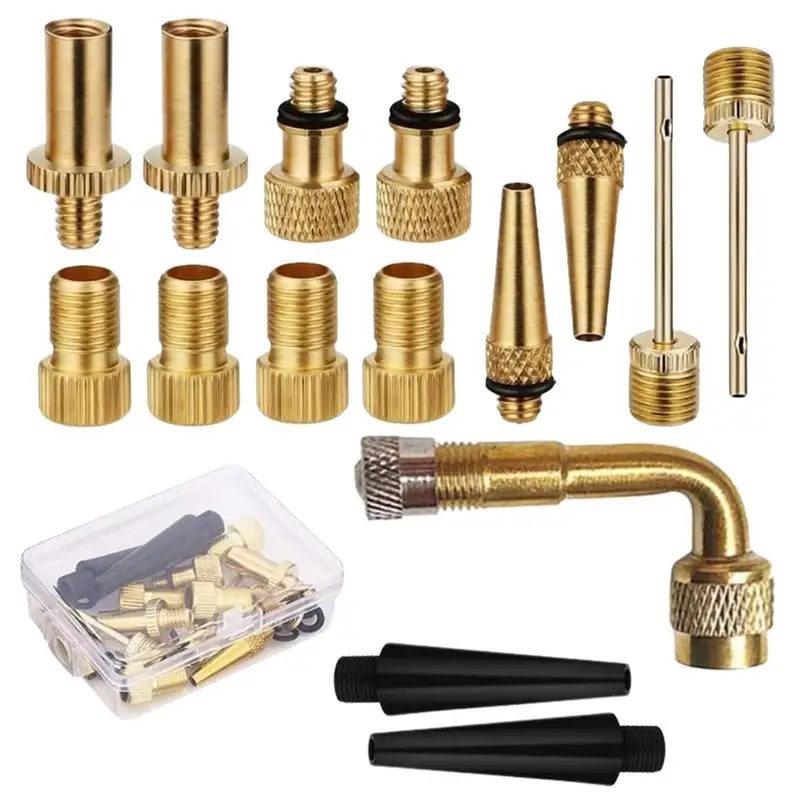Bike Tire Valve Adapters DV AV SV Tire Valve Inflator Adapters Set Ball Pump Needle Inflation Devices Bike Tire Air Compressor