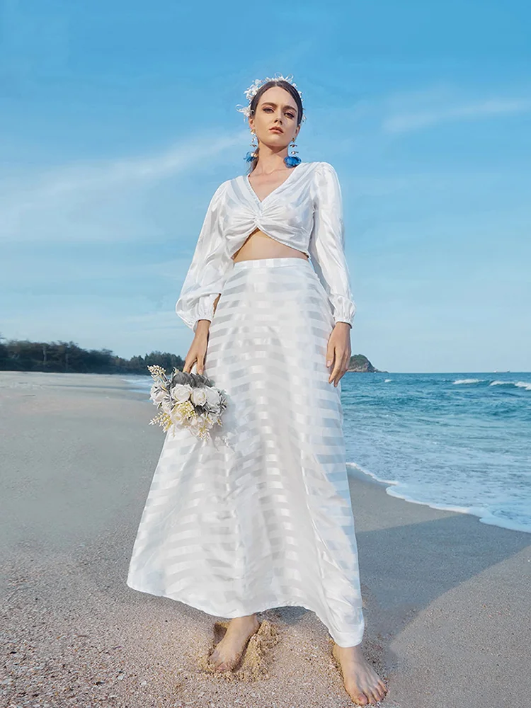 

TOLEEN Women Luxury Elegant Maxi Long Dresses 2022 Summer Casual White Stripe Turkish African Evening Party Wedding Robe Vestido