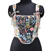 gothic sexy corset camis women vintage lace harajuku print streetwear summer black crop top sleeveless bandage bustiers tops