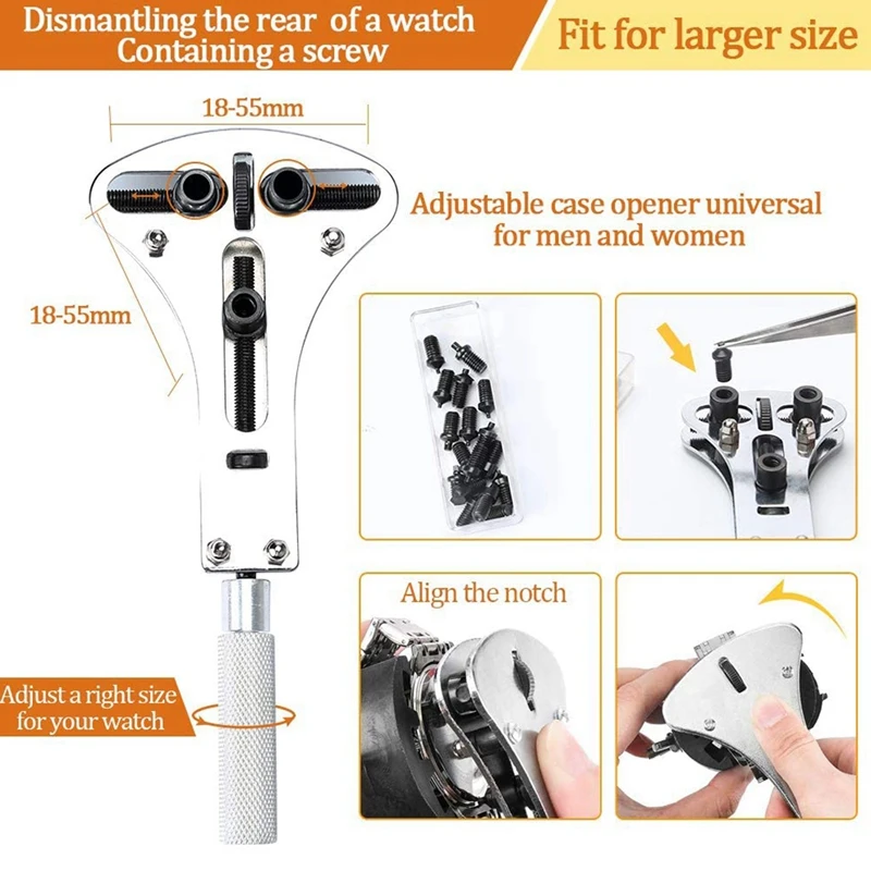 DIY Watch Repair Tool Kit Watch Strap Ring Buckle Battery Remover Replacement Adjustment Repair Tool Kit