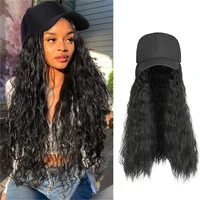 baseball cap wig long kinky straight wig with hat synthetic hair wigs naturally connect adjustable hat wigs