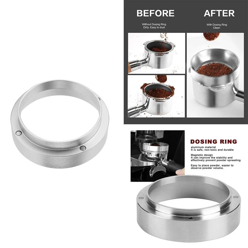 

Aluminum Magnetic Coffee Powder Ring Intelligent Dosing Bowl Funnel Portafilter Accessories