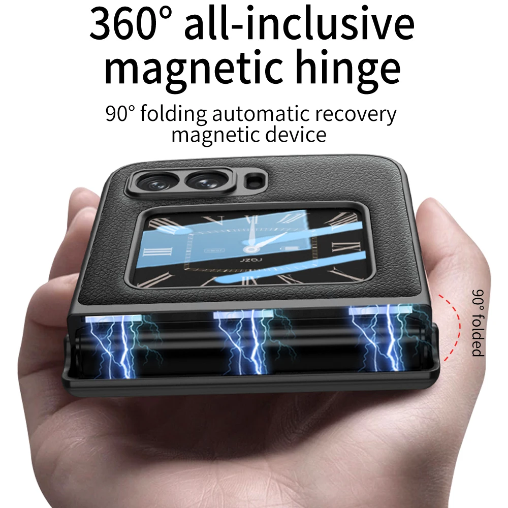 Magnetic Carbon Fiber Leather Case For Motorola Moto Razr 2022 5G Shockproof PC Bumper Phone Cover Moto Razr Flip Cases