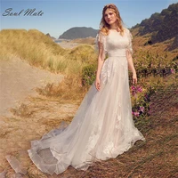 exquisite a line wedding dresses for women 2022 appliques lace button back bridal gown white bridal dress robe de mari%c3%a9e
