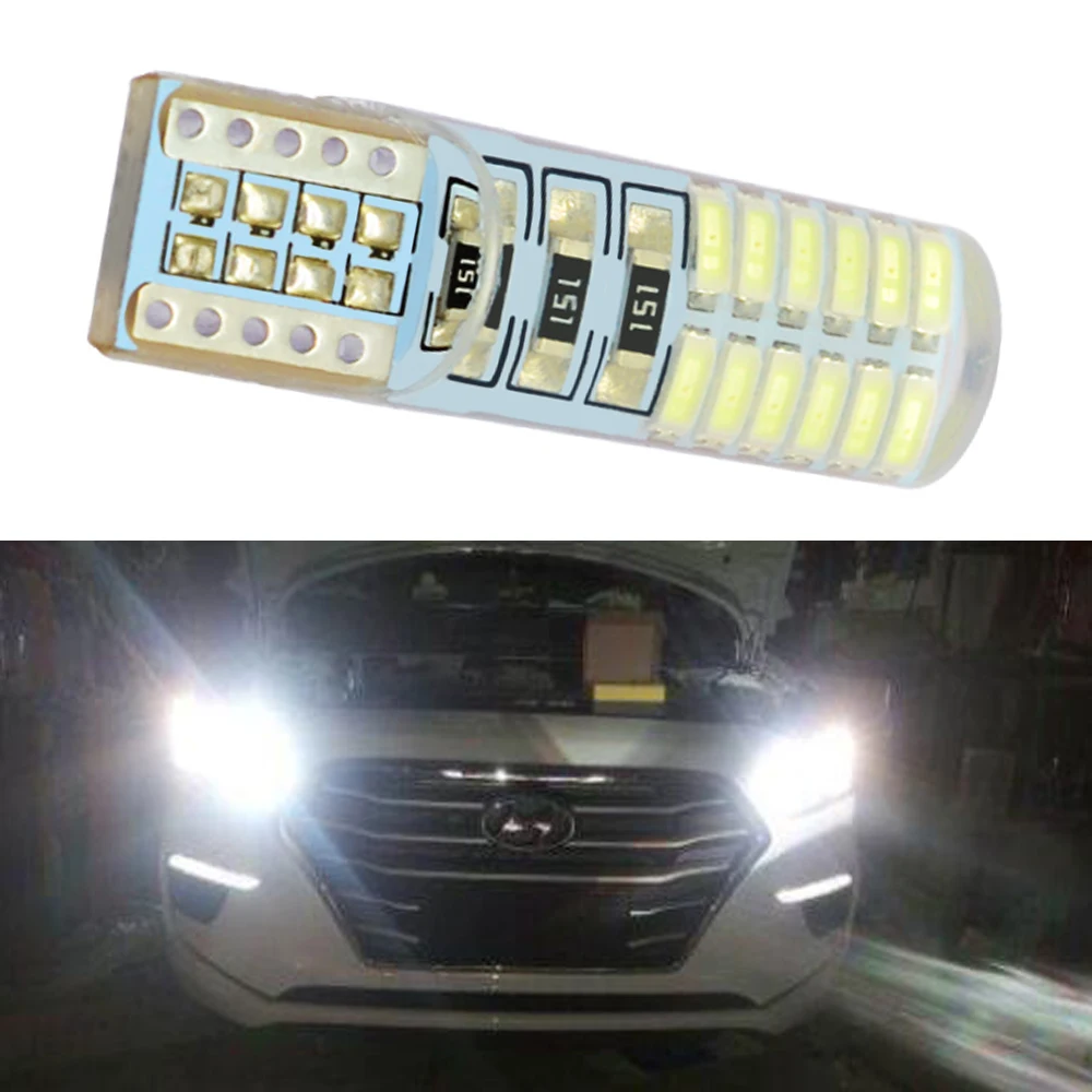 

2X Car Led Light Signal Trunk Light T10 W5W 12V Canbus Silicone Shell Dome Bulb IP65 4014 Led Parking Fog Light Auto Car Styling