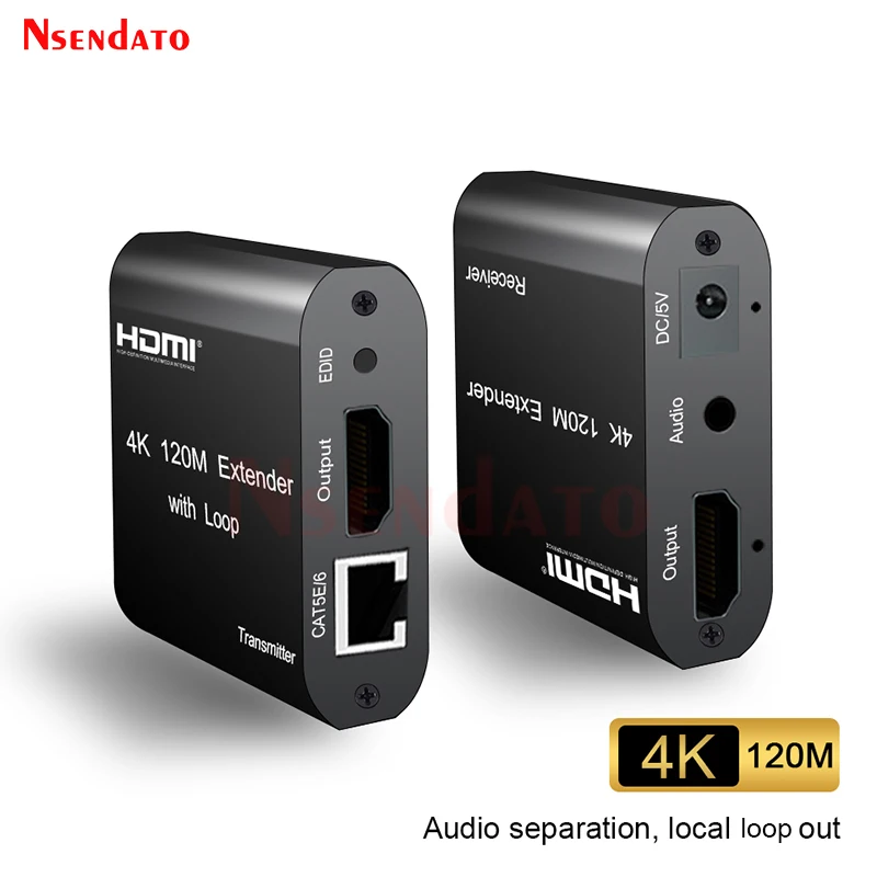 Extender HDMI RJ45 Aux Audio 4K 60M 120m over Cat6 Ethernet Network for PS4 apple PC laptop HDTV Monitor |