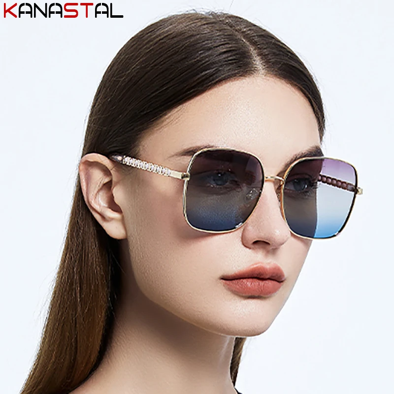 

Women luxury Polarized Sunglasses Fashion Sun Glasses Chain Temple Eyeglasses Frames Travel Camping Party Eyewear Men Leisure