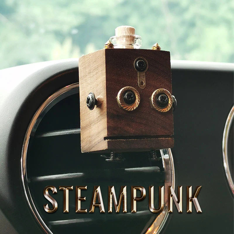 

Steampunk Car Air Freshener Wooden Box Auto Interior Deco Car Air Outlet Fragrance Clip Perfume Diffuser Accessories Creativity