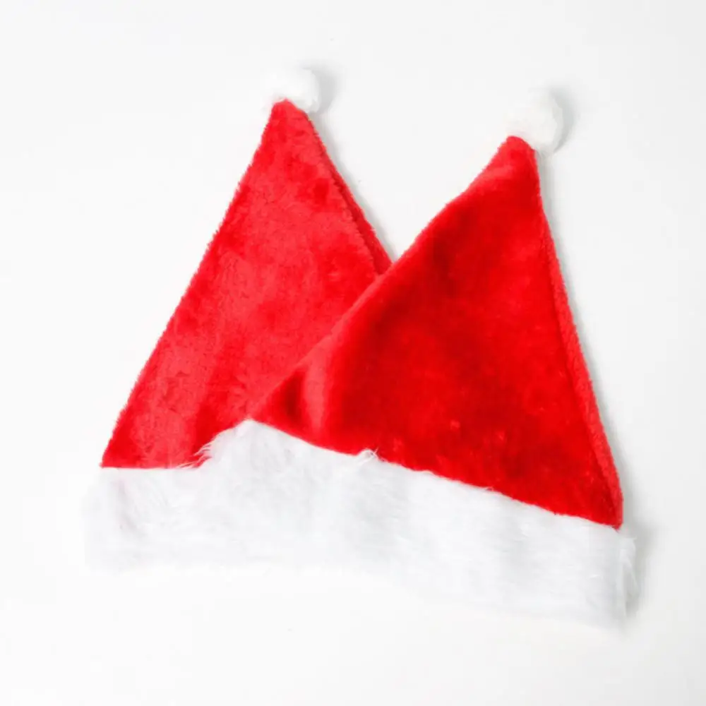 12pcs Plush Christmas Santa Claus Red Hats Caps Thicken For Adult And Children Xmas Decor New Year's Gifts Home Party Supplies