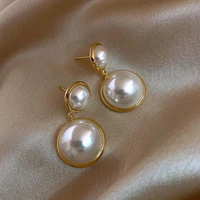 vintage retro elegant pearl drop earrings for women geometric fishtale ear studs earing fashion jewelry ladies french earring