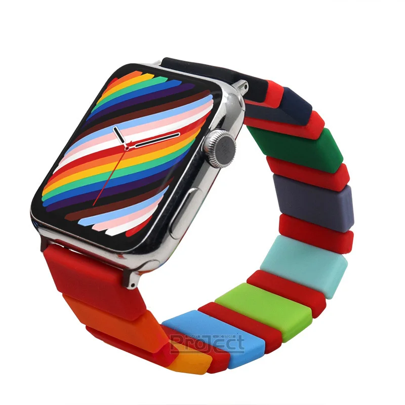 

Ремешок силиконовый для Apple Watch Band 38 мм 40 мм 41 мм, цветной сращивающийся браслет для Iwatch, аксессуары для умных часов 7 6 5 4 SE