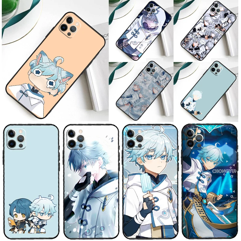 Ударопрочный чехол Chongyun Genshin для iPhone 13 11 12 14 Pro Max Mini X XR XS Max SE 2020 6S 7 8 Plus, мягкий чехол