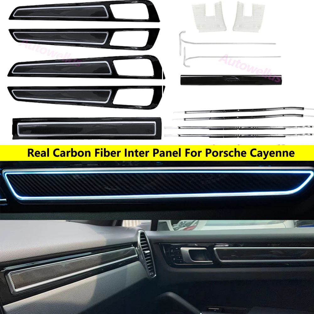 

Оригинальная панель из углеродного волокна, полный фотоэлемент, комплект для Porsche Cayenne 2018-2022, окружающая фотоатмосфера, лампа, освещение двери
