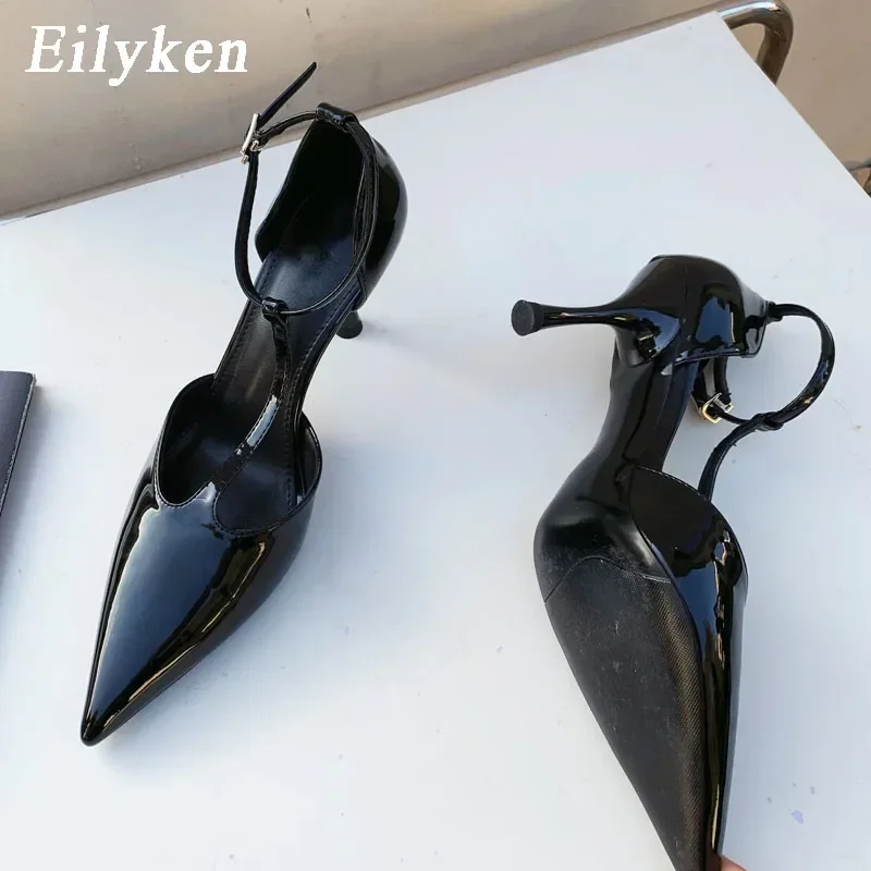 Фото Eilyken/весенние туфли-лодочки с пряжкой и ремешком, женские элегантные сандалии с острым носком, свадебные сандалии для выпускного вечера, обувь Zapatilla De Muje №3