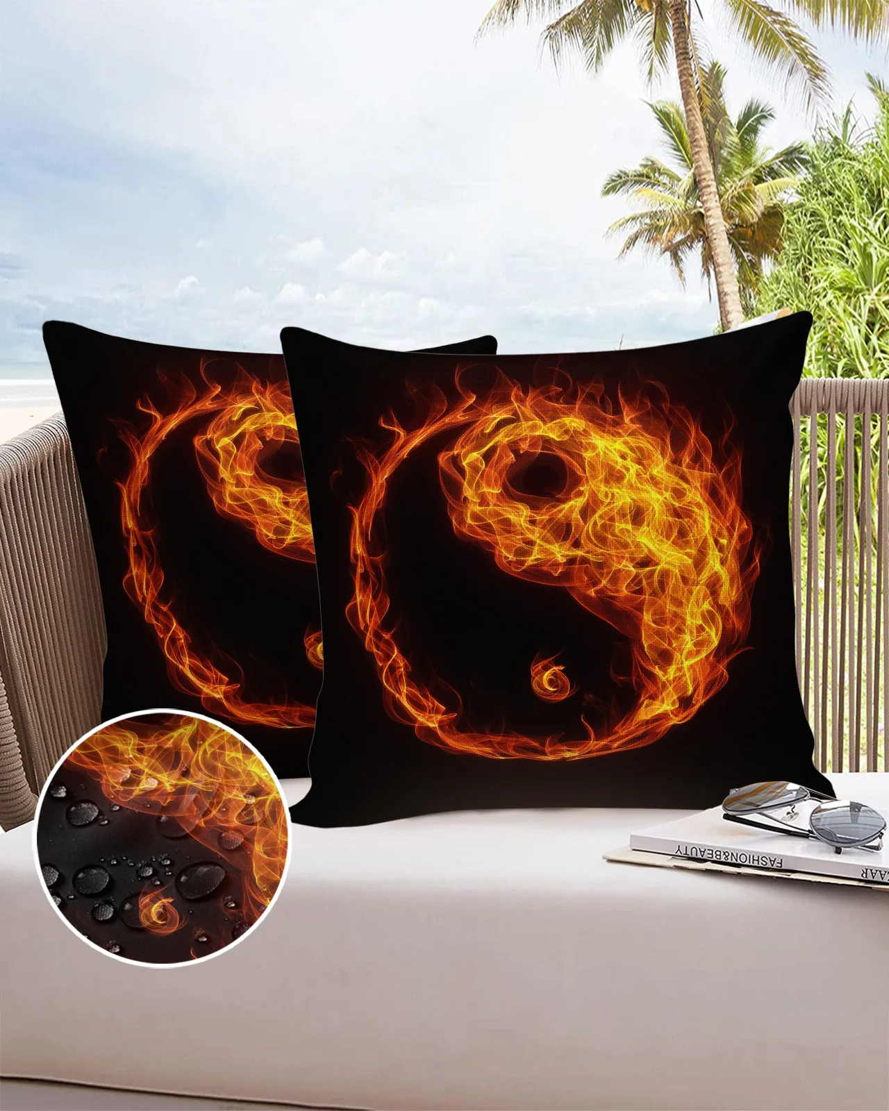 

Водонепроницаемая наволочка Tai Chi с черным пламенем, домашний декор, диванная декоративная наволочка, чехол для подушки