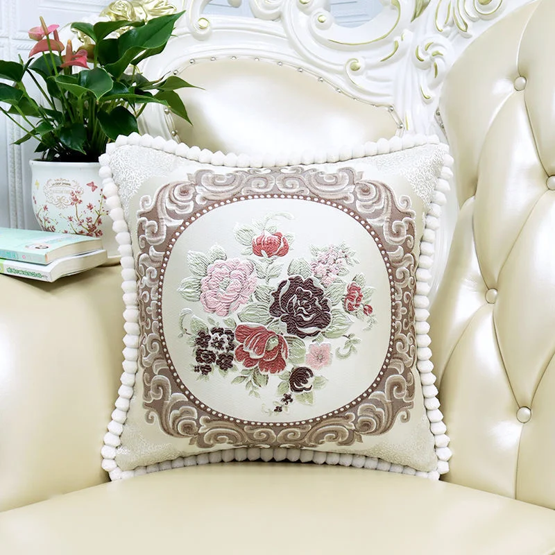 

European-Style Sofa pillow case Luxury Living Room Pillows Bedside Backrest Embroidery Pillow Cover Large Pillow Removable