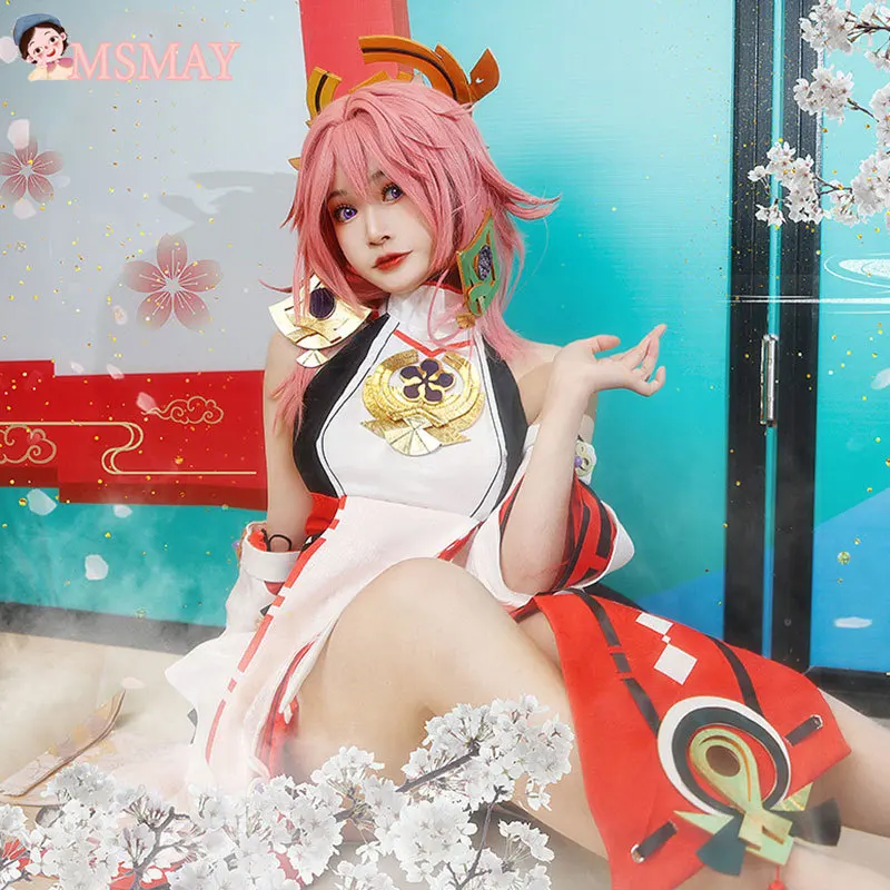 

Anime Game Genshin Impact Yae Miko Guuji Yae Cosplay Costume Deguisement Dress Party Outfit Halloween Costumes for Women