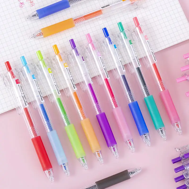 

12 Color Morandi Color Unisex Pen Set Color Touch Pen Simple Lovely Multicolor Fruit Juice Student Hand Account Pen