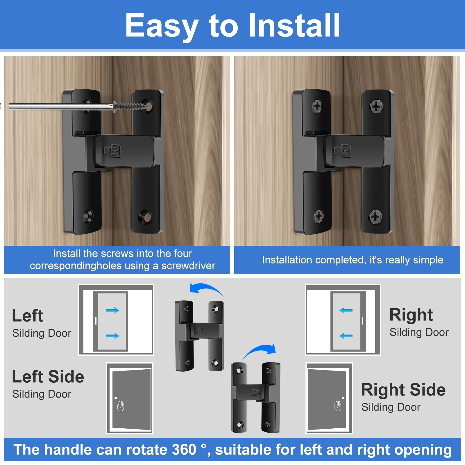 Защелкивающийся замок с поворотом на 90/180 градусов раздвижная/качающаяся дверная
