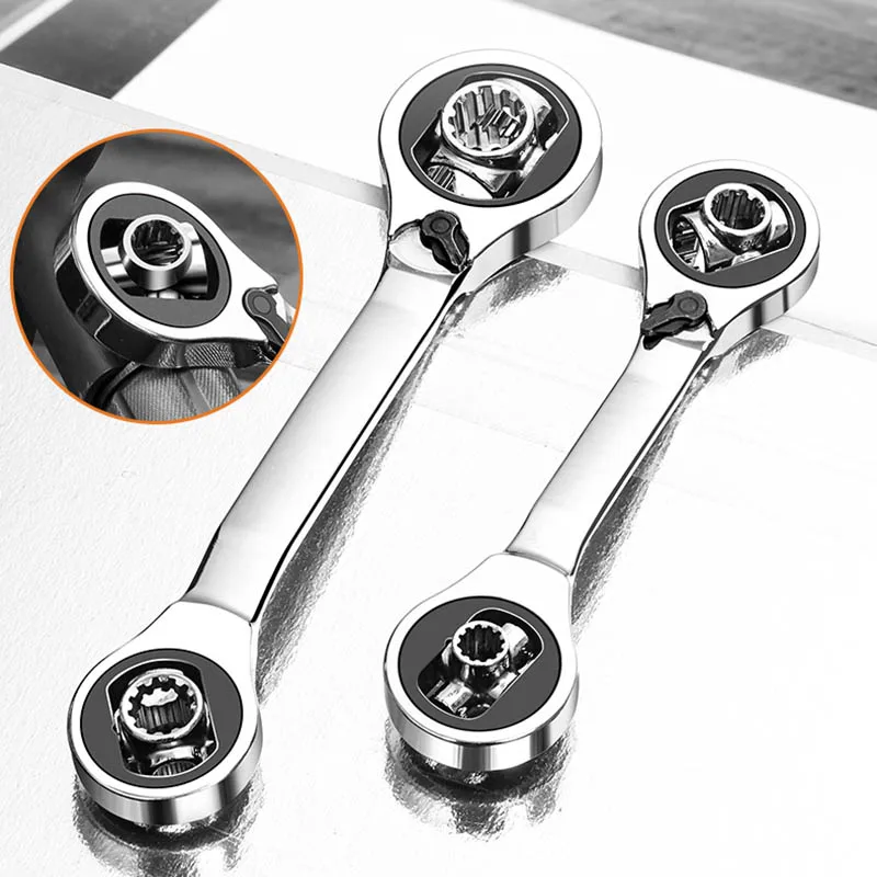 

8 in1 Double Head Ratchet Wrench Chrome Vanadium Steel Wrench Fast Universal Auto Repair Car Hand Tool
