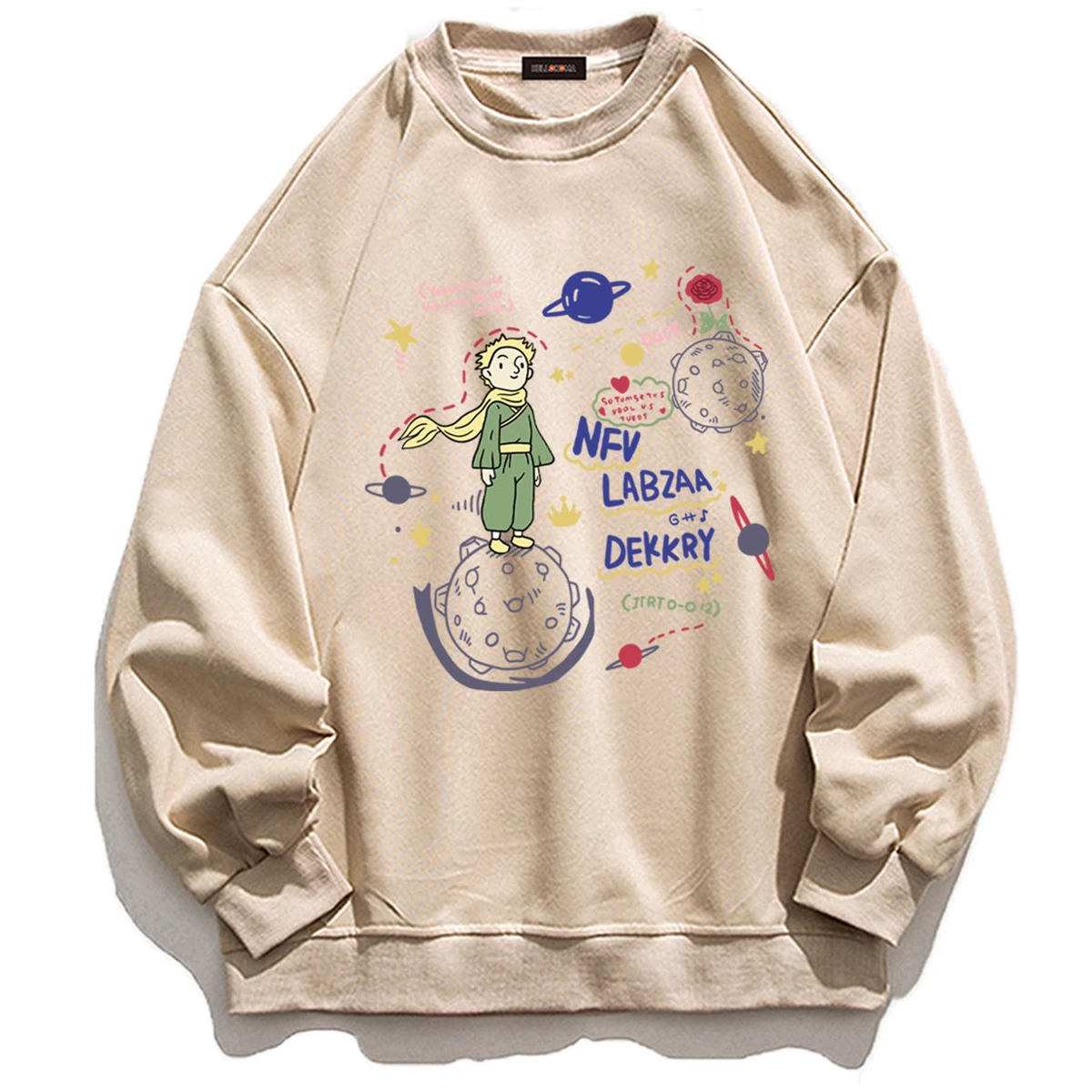 

Designer Vintage Childlike Prince Cute Sweatshirt Women Big Size Punk Hip Hop Kawaii Pullovers Teens Casual Streetwear Cartoon