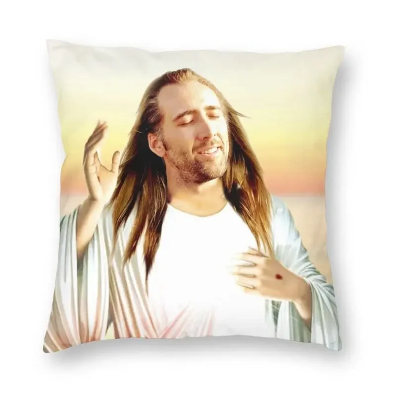 

Nicolas Cage Pillow Cover Home Decor Jesus Meme Cushions Throw Pillow for Car Double-sided Printing