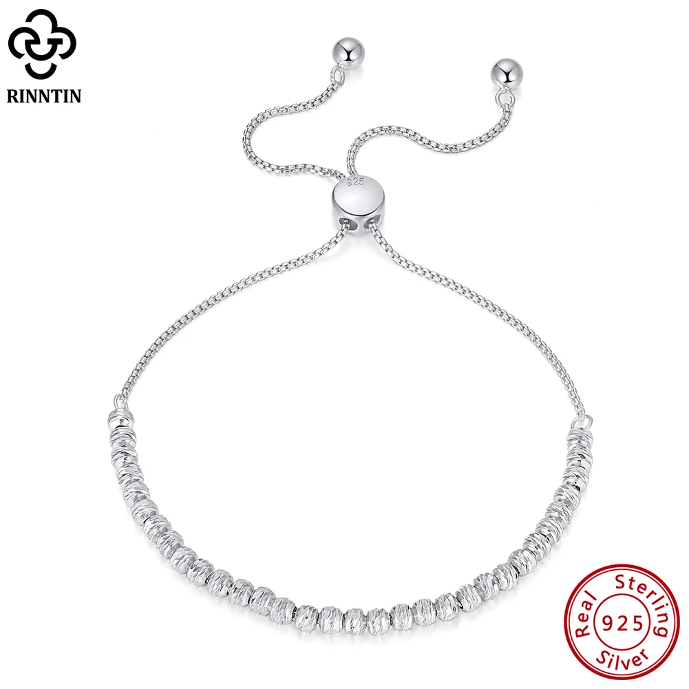 

Rinntin 925 Sterling Silver Handmade Italian Diamond-Cut Bolo 3mm Bead Bracelet for Women Adjustable Elegant Jewelry Gift SB125