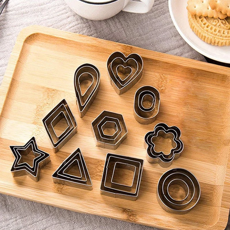

27/30Pcs Stainless Steel Mold for Baking Heart Star Flower Shape Cake Chocolate Pastry Molds Bakeware Kitchen Cookie Cutter Mold