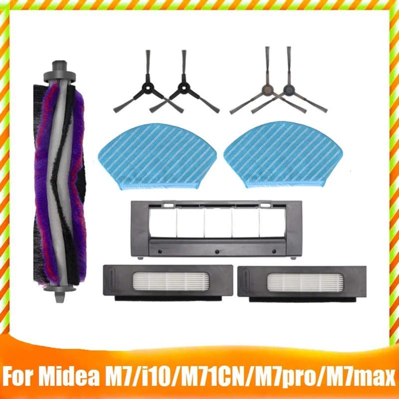 

For Midea M7/ I10/M71CN/M7pro/M7max Vacuum Accessories Kit Main Side Brush Filter Mop Cloth Main Brush Cover