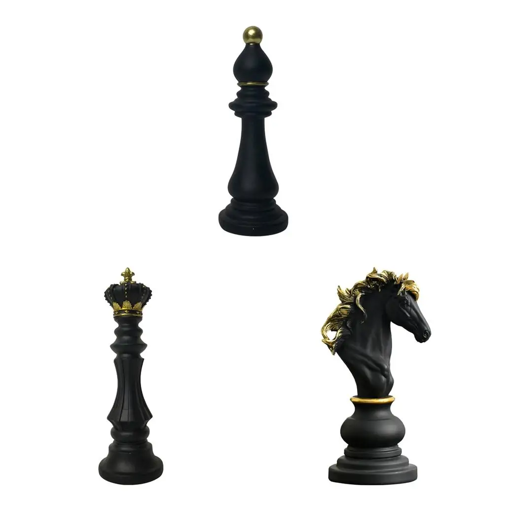 

3pcs Art International Chess Sculpture Ornament Figurine Decor Artwork