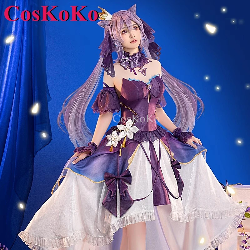 CosKoKo Keqing Косплей Игра Genshin Impact Костюм Вечерние Великолепное Милое Вечернее Платье