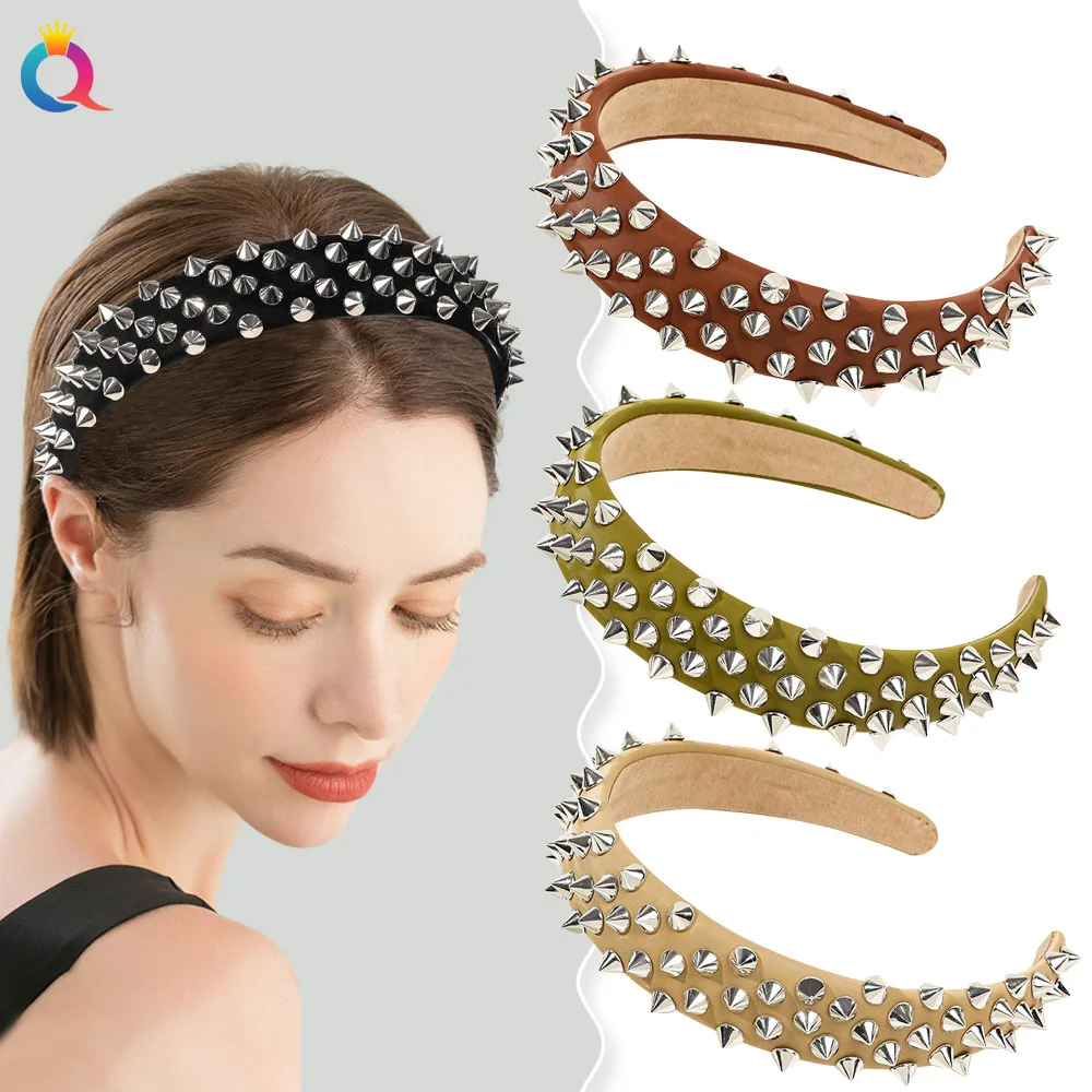 

Korean Fashion Simple Pure Color Fabric Rivet Headbands for Women Retro Knotting Hairbands Hair Accessories Hair Hoop Girls