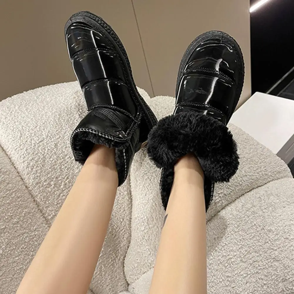 

1 пара зимние ботинки Нескользящие водонепроницаемые сохраняющие тепло в стиле преппи повседневные короткие плюшевые меховые ботильоны без застежек для повседневной жизни