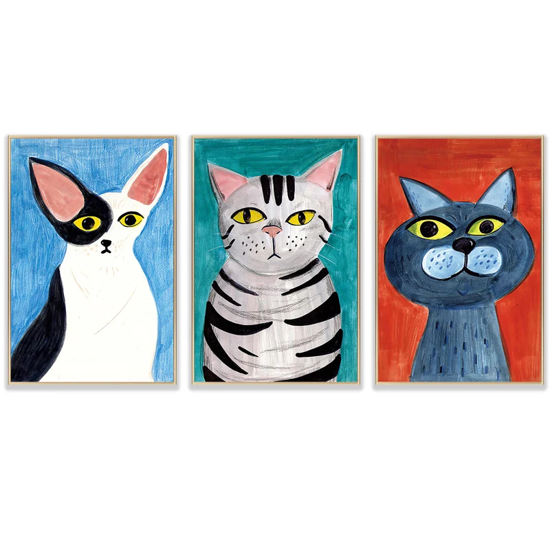 

Cartoon Fat Cat Canvas Painting Abstract Colorful Animal Posters and Prints Nordic Wall Art Picture for Kids Bedroom Home Decor