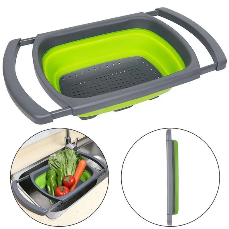 

Telescopic Foldable Silicone Strainers Collapsible Colander Set Fruit Vegetable Basket for Home Fruit Cleaning Kitchen Tools ZXH