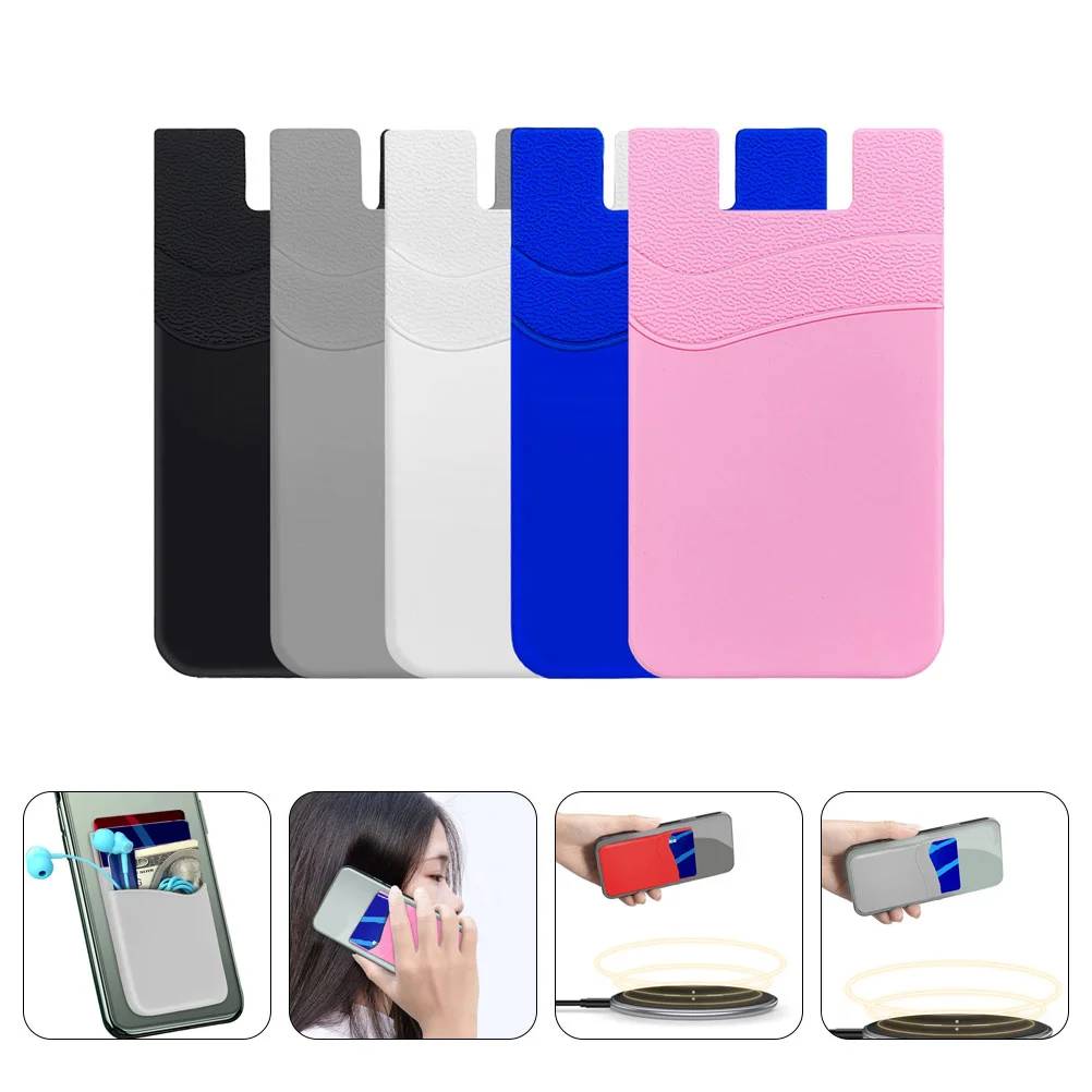 

5Pcs Practical Cards Pouches Self Adhesive Cards Holders Cell Phone Wallet Holders