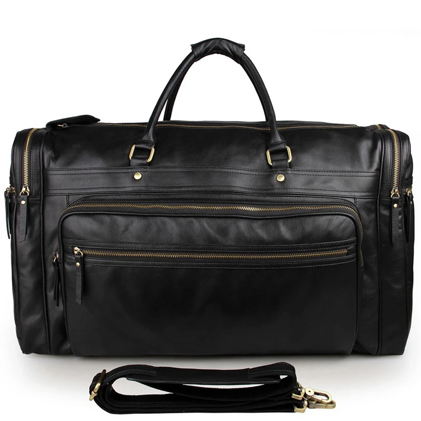 

Fashion Genuine Leather men travel handbag Carry on Luggage bag Male 58cm Duffel bags 17 inch laptop office tote large weekend