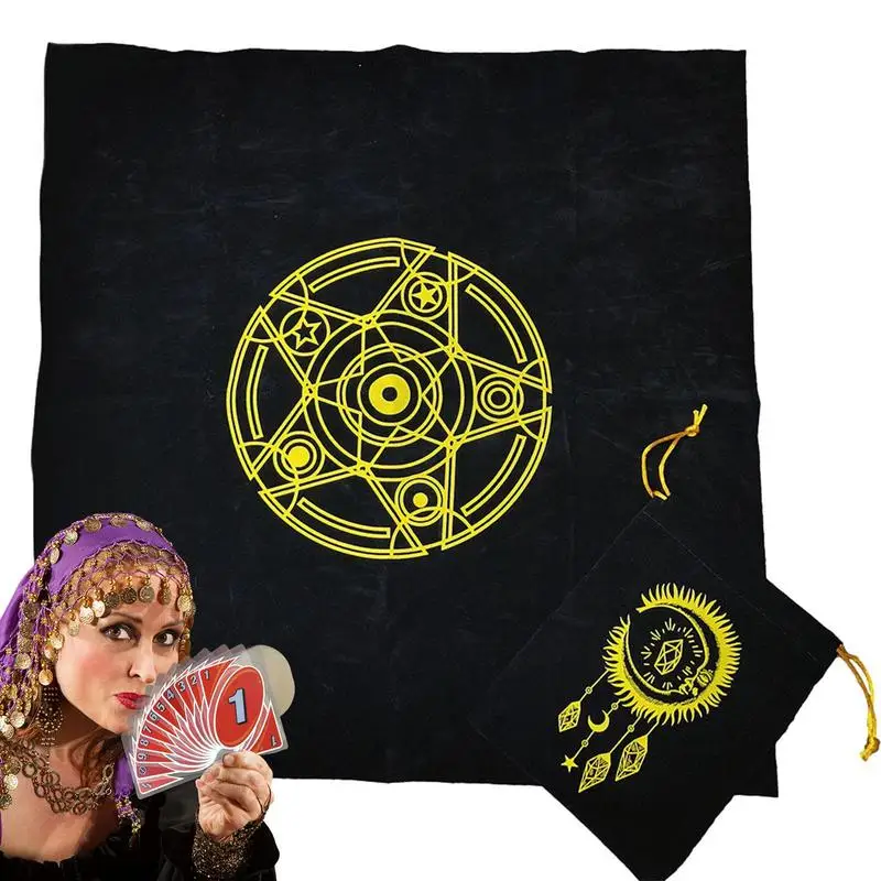

Altar Cloth Stain-Resistant Tarot Card Tablecloth Thick Lightweight Table Mat Altar Cover Witch Decor Foldable Lightweight Tarot