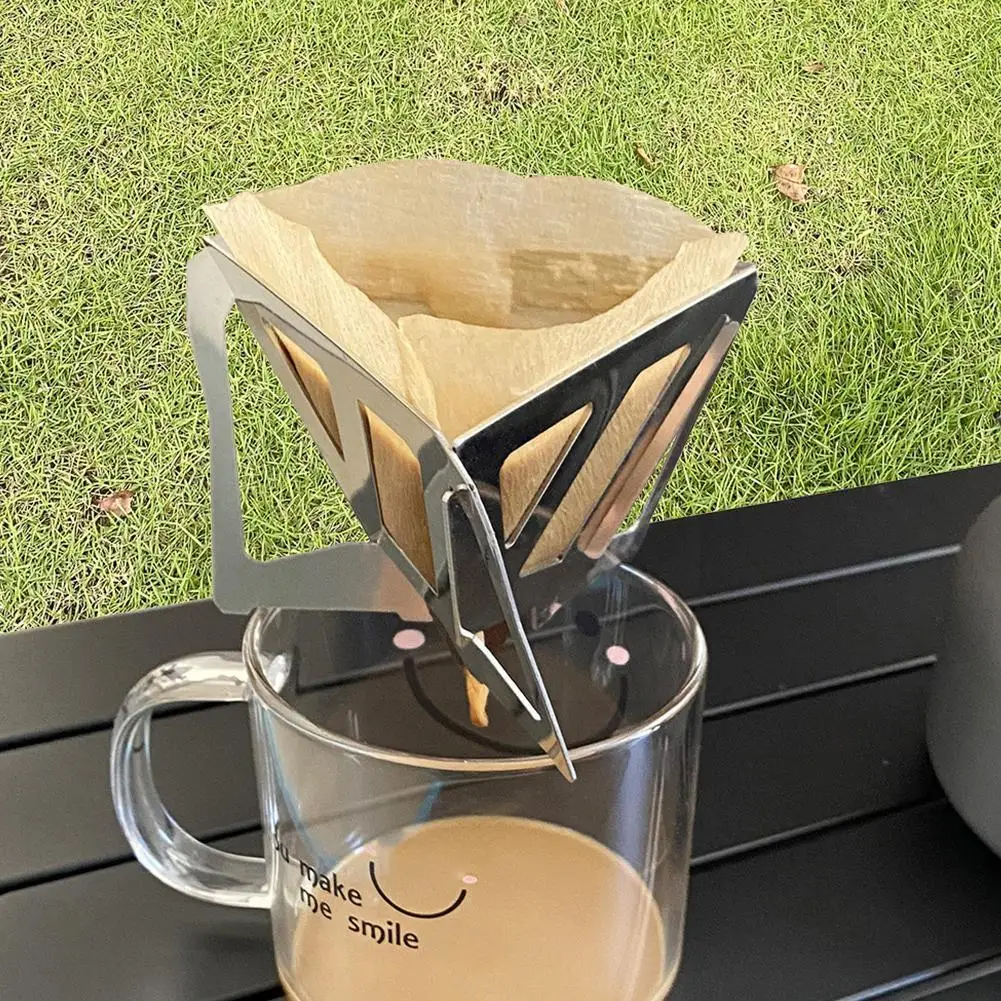 Folding Coffee Drip Rack Dripper Portable Coffee Shelf Tools Making Bag Steel Camping Filter Rack Paper Outdoor C Y0i2