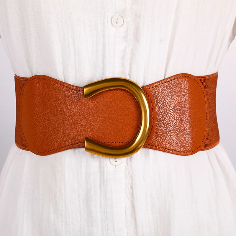 Fashion Metal Buckle Women's Elastic Wide Girdle Decoration Dress Belt Designer Belts Women High Quality Luxury