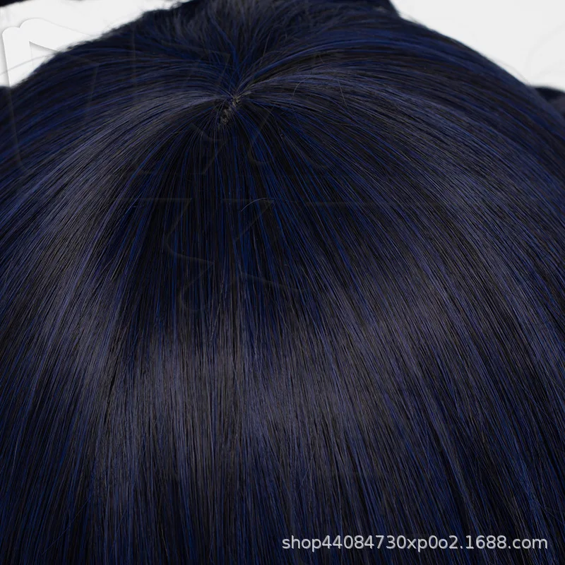 Xiangling косплей парик игра Genshin Impact 30 см темно-синие термостойкие синтетические